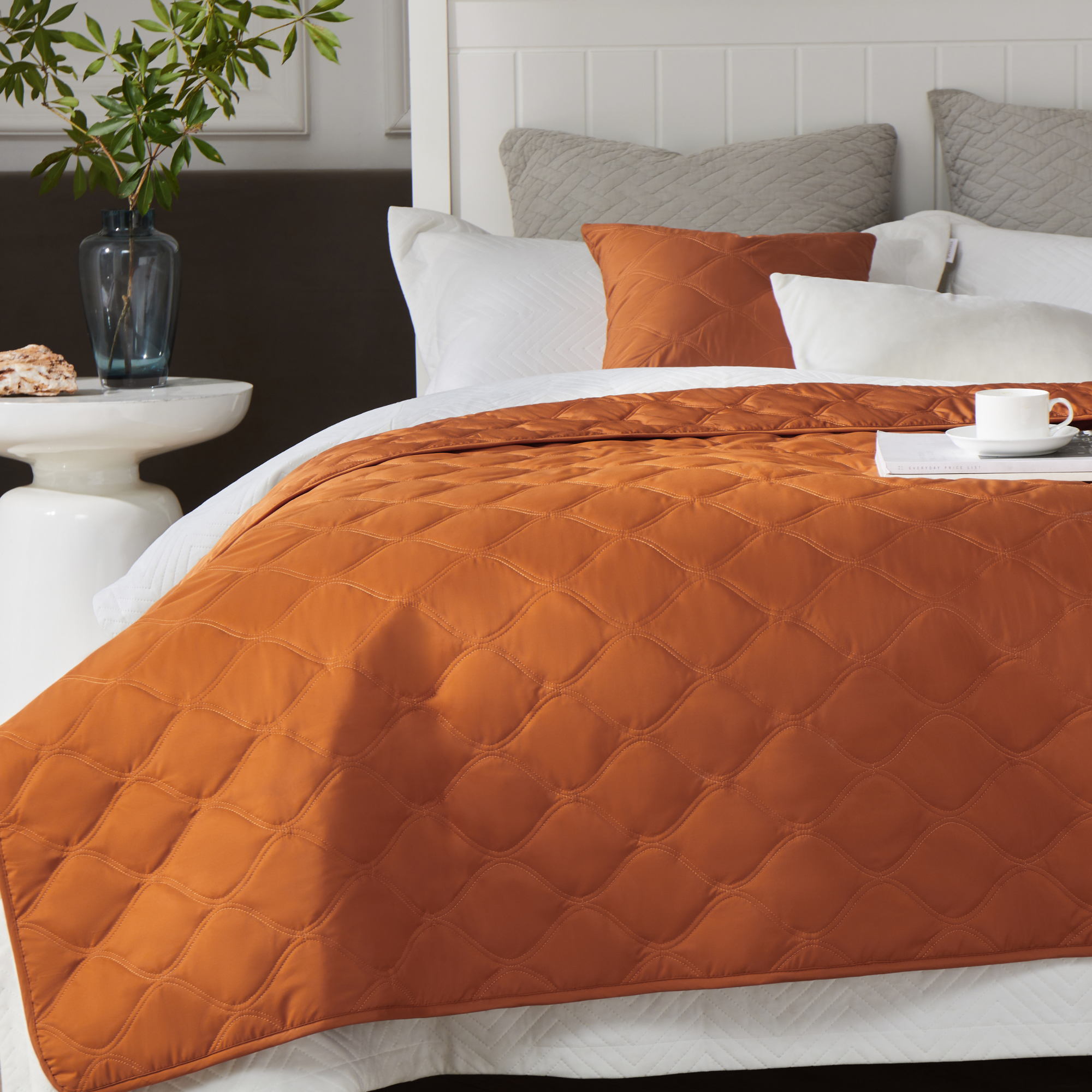 Burnt orange quilted throw hot sale