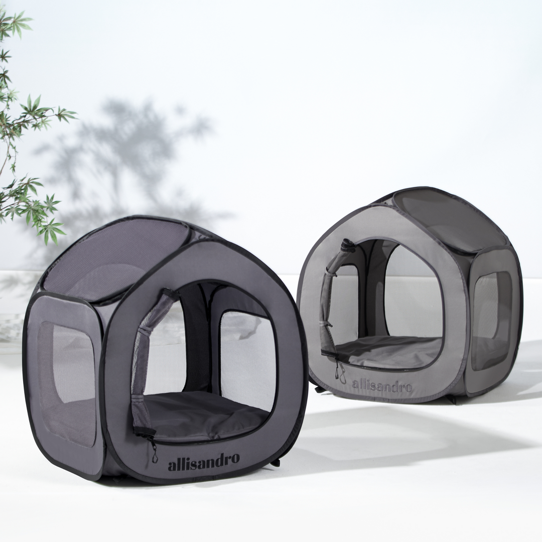 pop up dog tent Allisandro Pop up Steel Mesh Exercise Dog Playpen, Medium, Dark Grey