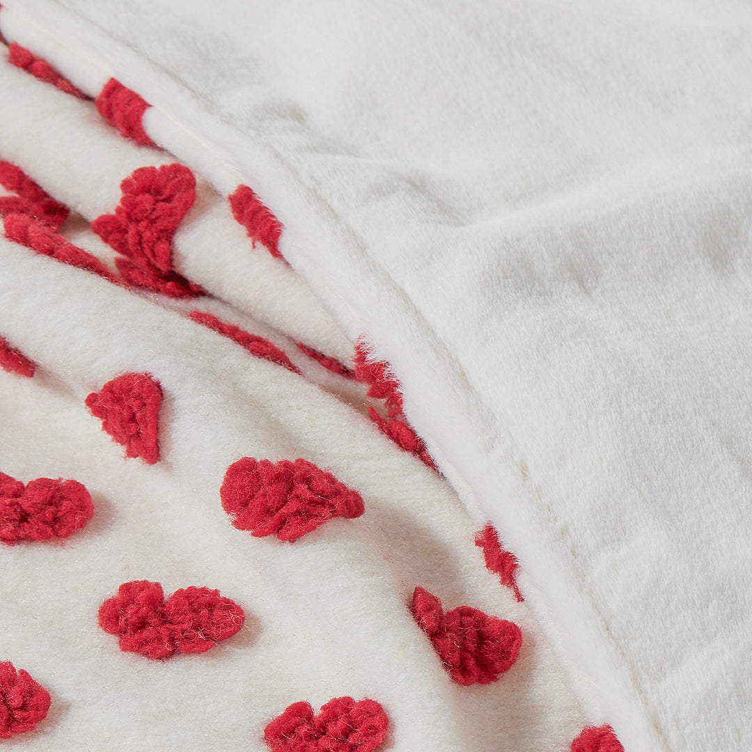 Red Heart Jacquard Wool & Faux Fur Throw Blanket