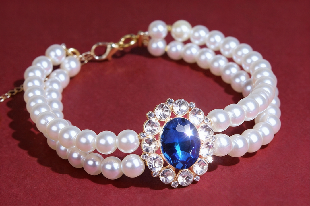 The Heirloom Pearl Collar – Sapphire-Custom Pet Memory Gift Set