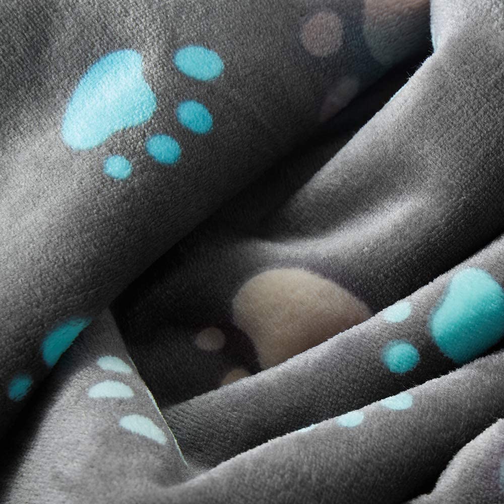 Allisandro 100% Waterproof Dog Blanket Grey Paw Print Pet Blanket - ALLISANDROPET